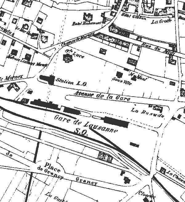 Un ancien plan du quartier de la gare.